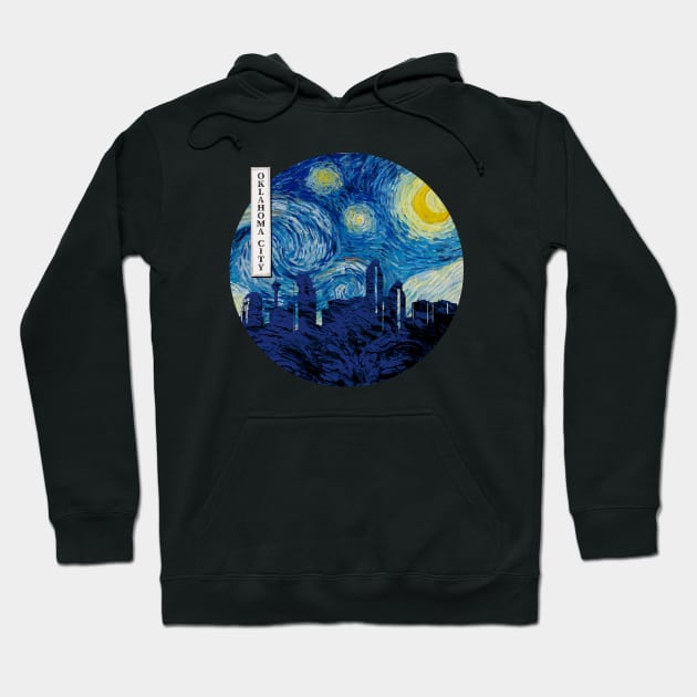 Oklahoma City Van Gogh Starry Night Circle Hoodie by Ferrazi